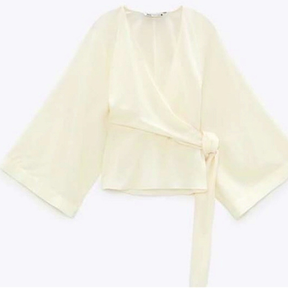 Elegant Zara  Cream Wrap Blouse